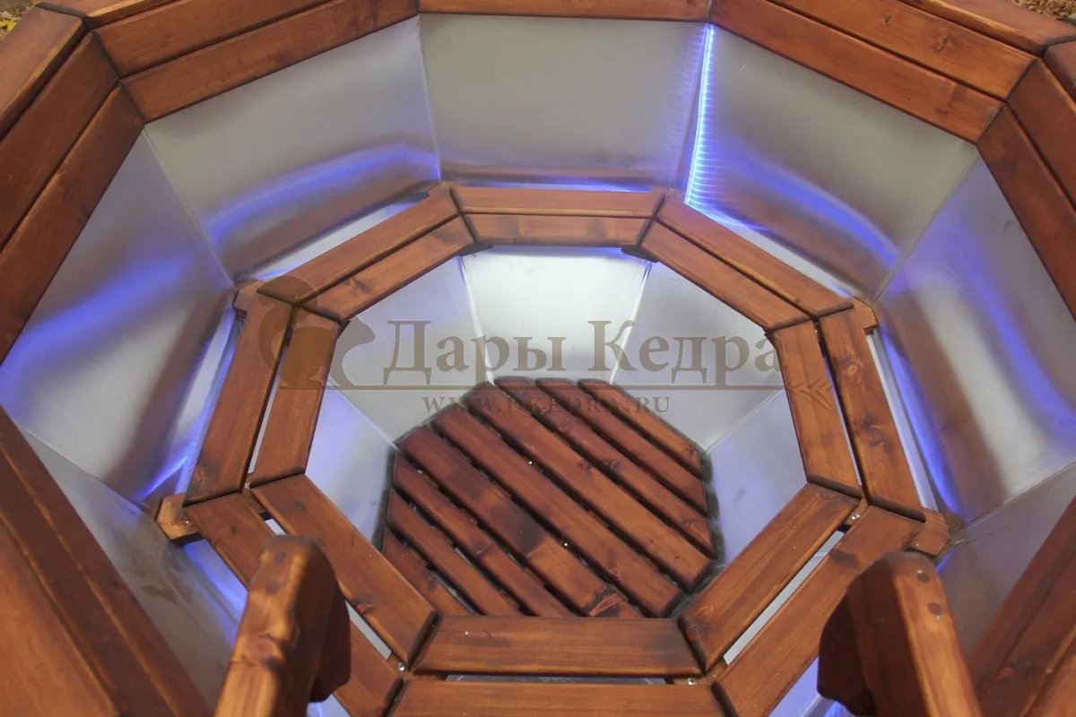 Банный чан из нержавеющей стали Ø-1750 на подставке с приварной печью с водяной рубашкой